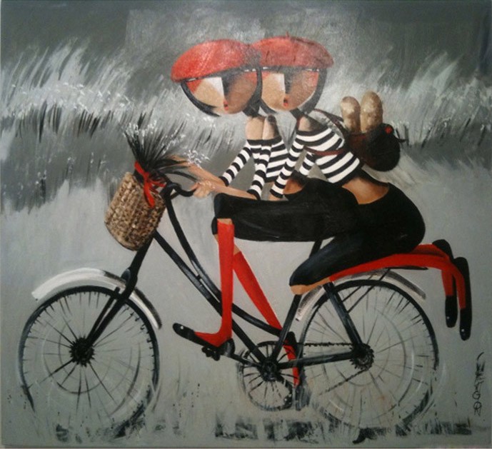 Unknown Artist white dandelion on yellow